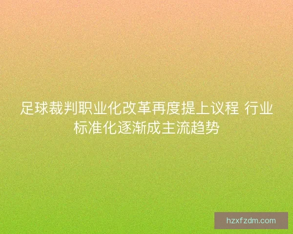足球裁判职业化改革再度提上议程 行业标准化逐渐成主流趋势
