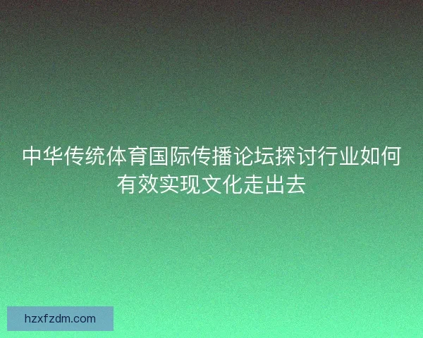 中华传统体育国际传播论坛探讨行业如何有效实现文化走出去
